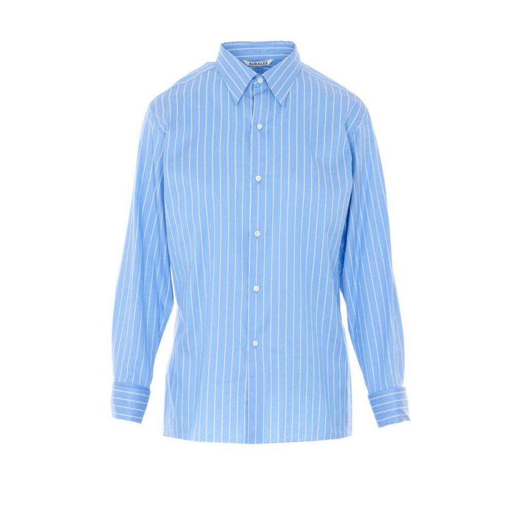 Auralee Women Cotton Silk Stripe Double-Cuff Shirt